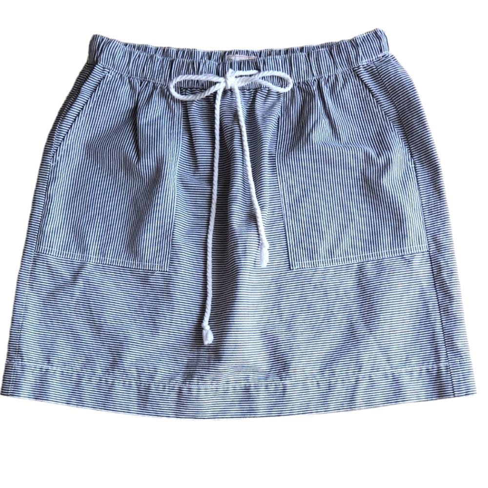 Gap Drawstring Waist Blue and White Stripes Skirt Size M (Tall)